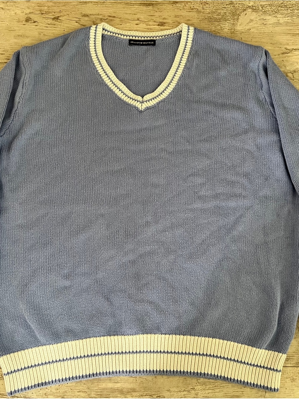 Brandy Melville Nikki Periwinkle V-Neck Sweater with White Trim